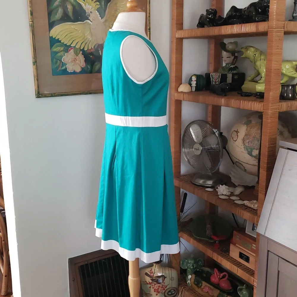 Nadine Milano Teal & White Shift Dress Size 12 - Picture 4 of 11